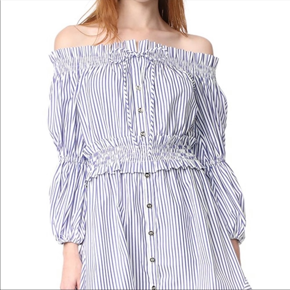 Caroline Constas Striped Peasant Dress